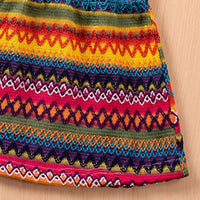 Girls Multicolor Stripes Sleeveless Crop Top With Skirt Co-ord Sets Sets