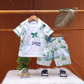 Boys Blue Tropical Print Shirt With Graphic T-Shirt And Elasticated Shorts Sets 3 pc. Sets Blue 1-2 Y