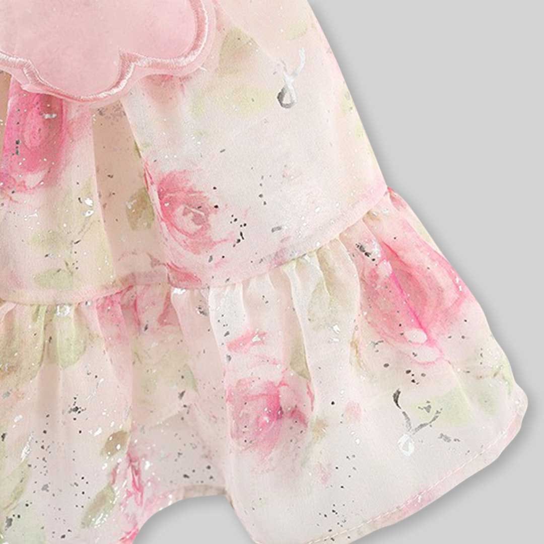 Girls Floral Print Butterfly Applique Fit & Flare Dress Casual Dresses   