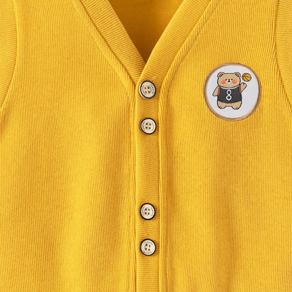 Boys Yellow Sleeveless Sweater Cardigan Sweaters & Cardigans