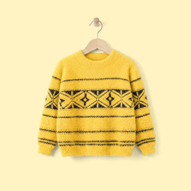 Boys Yellow Self-Design Regular Sweater Sweaters & Cardigans Yellow 2-3 Y