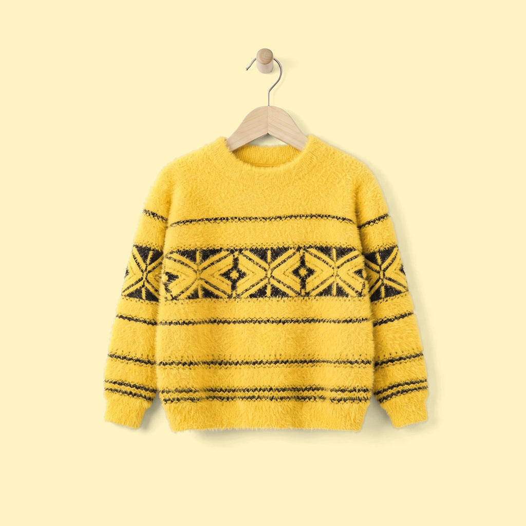 Boys Yellow Self-Design Regular Sweater Sweaters & Cardigans Yellow 2-3 Y