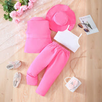 Girls Pink Sleeveless Jacket With Camisole Top And Pants Sets 3 pc. Sets