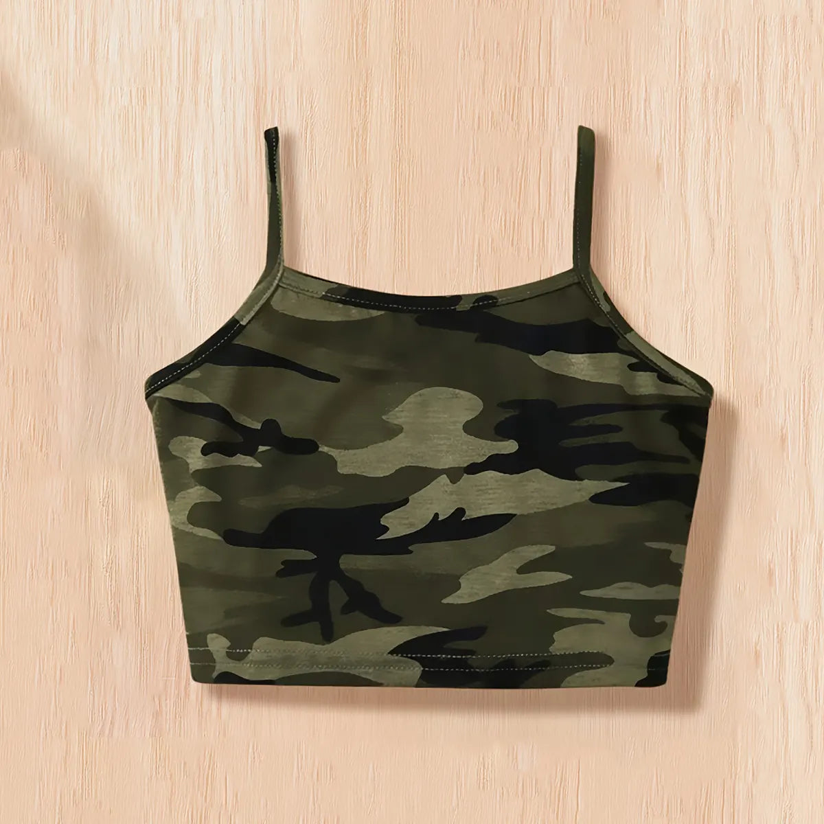 Girls Army Green Camouflage Printed Crop Top With Shorts Sets 2 pc. Sets