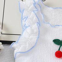 Girls White Cherry Applique Sleeveless Top With Shorts Sets 2 pc. Sets