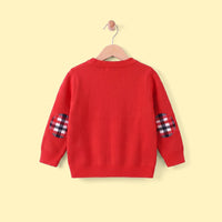 Boys Red Sweater With Cute Reindeer and Snowflake Design Sweaters & Cardigans