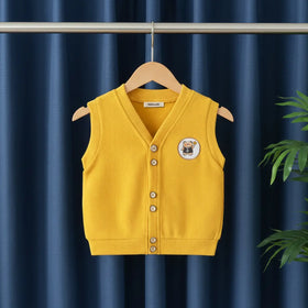 Boys Yellow Sleeveless Sweater Cardigan Sweaters & Cardigans Yellow 1-2 Y