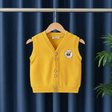 Boys Yellow Sleeveless Sweater Cardigan