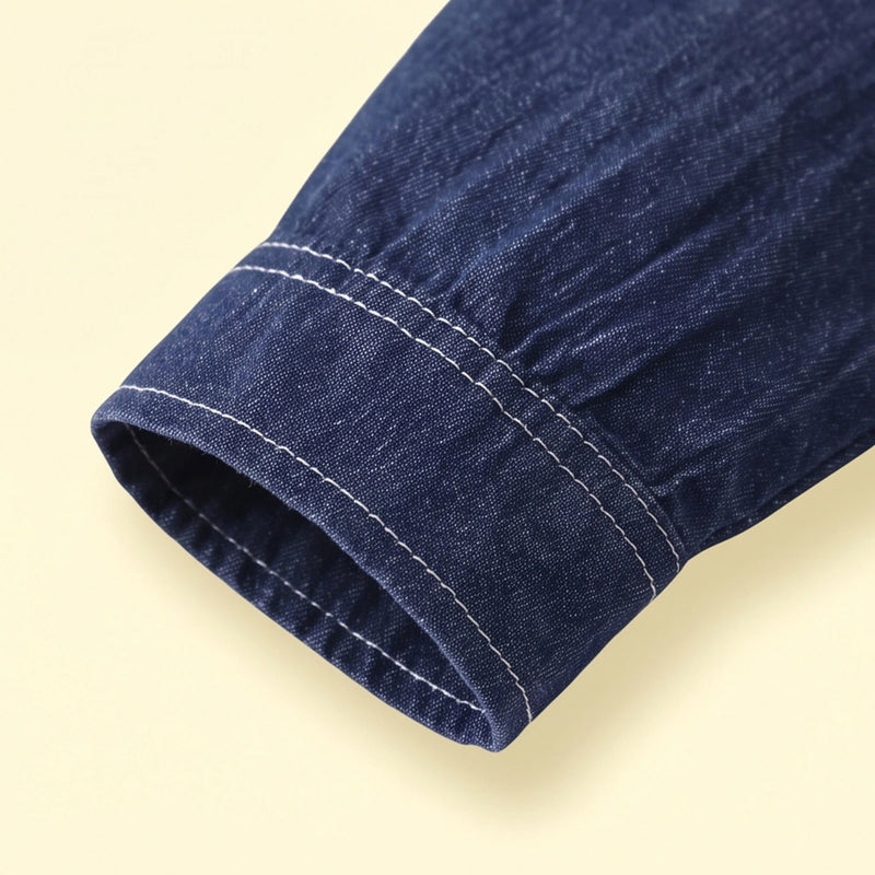 Boys Dark Blue Long Sleeve Denim Shirt Shirts