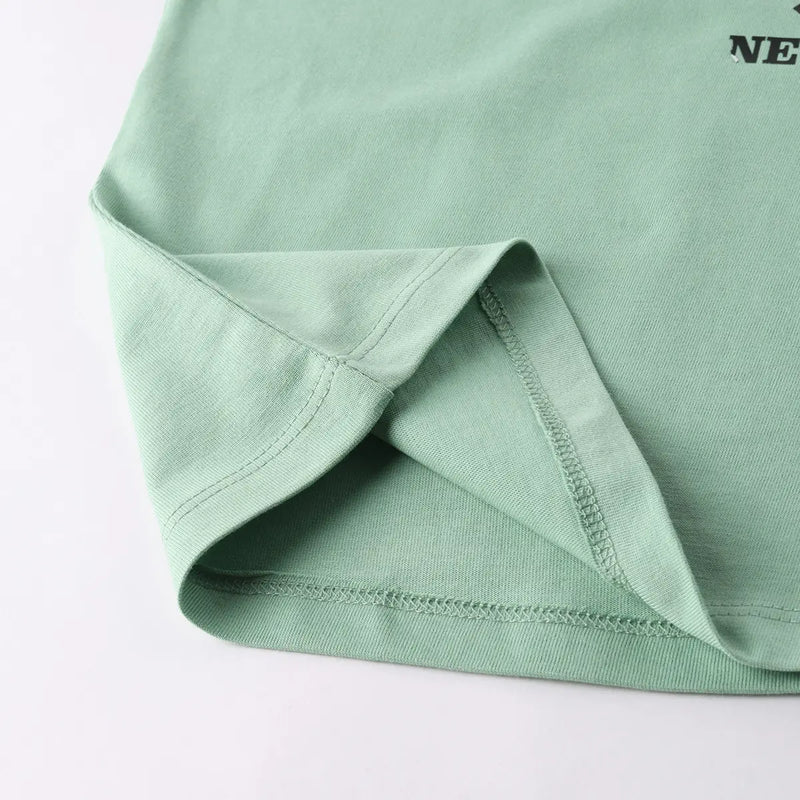 Boys Green Logo Print Short Sleeve T-Shirt With Drawstring Shorts Sets Sets