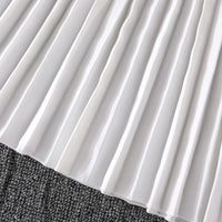 Girls White Double-Breasted Blazer Crop Top With Pleated Skirt Co-ord Sets Sets