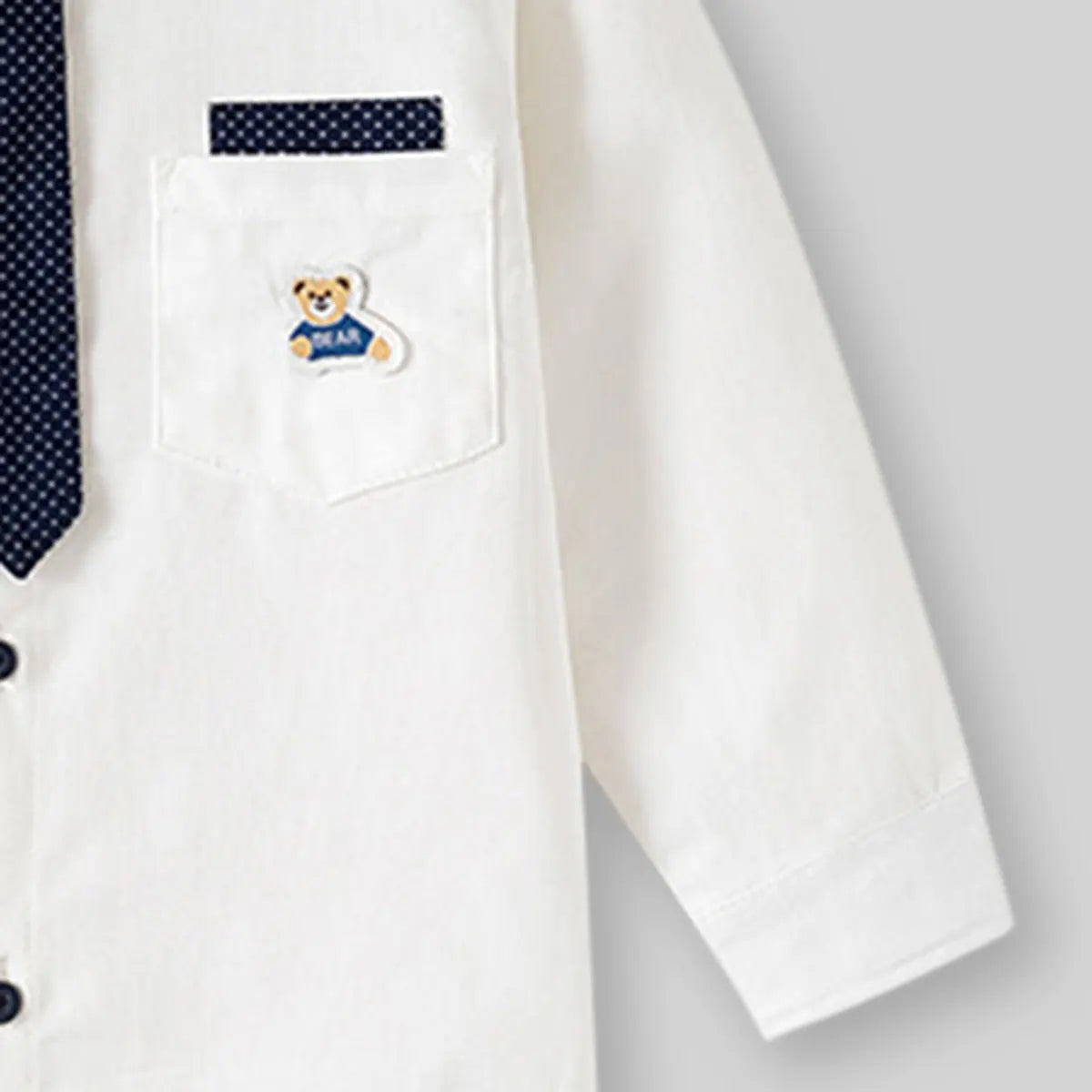 Boys White Long Sleeves Shirt With Attached Neck-tie Shirts
