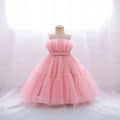 Girls Pink Sleeveless Tutu Partywear Dress With Back Bow Party Dresses Pink 1-2 Y