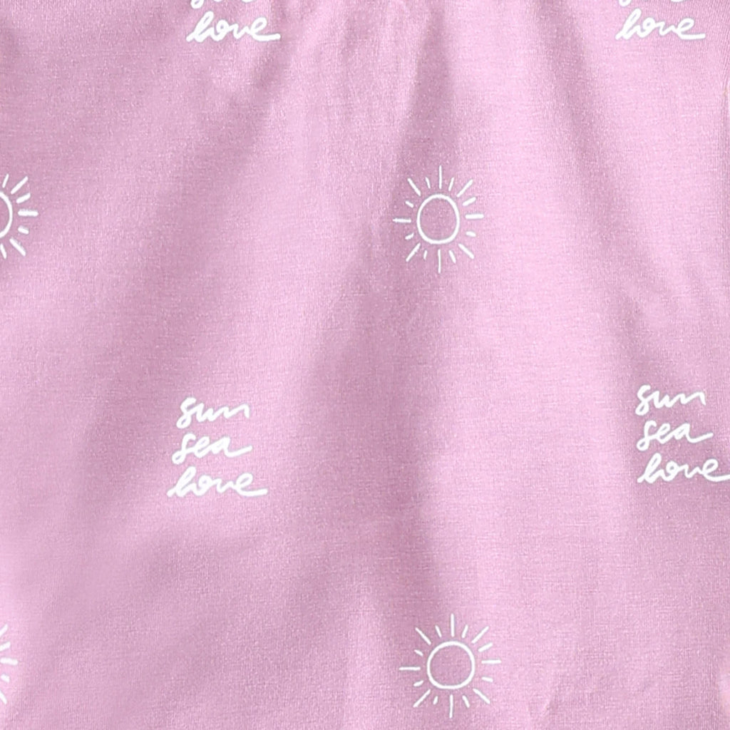 Boys Lilac Sun Printed Short Sleeve T-Shirt With Elasticated Shorts Sets Sets