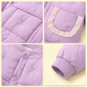 Girls Purple Embroidered Long Sleeve Jacket Coats & Jackets