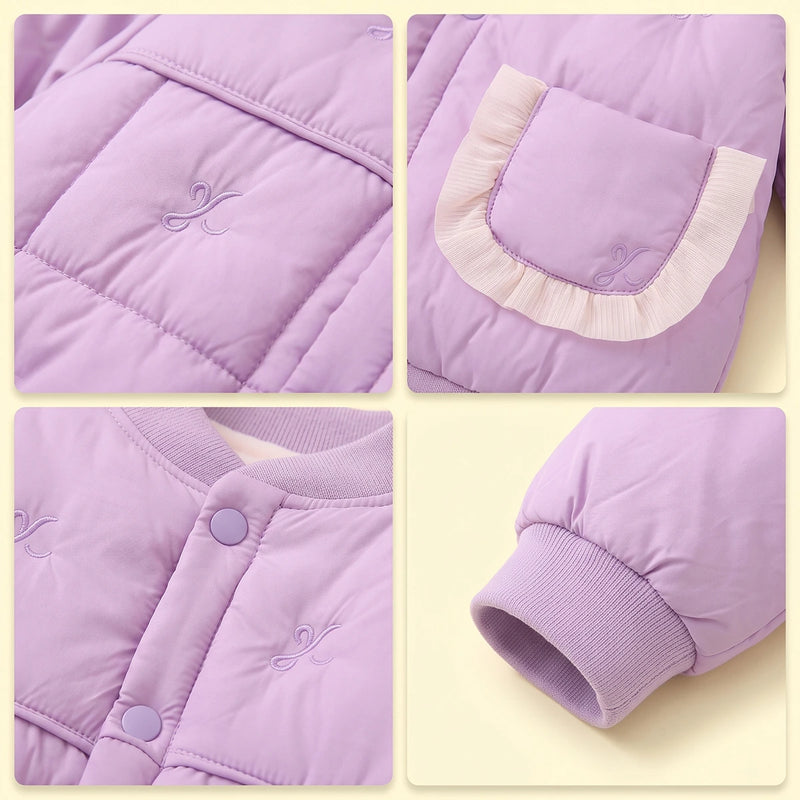 Girls Purple Embroidered Long Sleeve Jacket Coats & Jackets