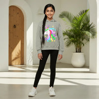 Girls Grey Unicorn Heart Graphics Hoodie Sweatshirt Sweatshirts & Hoodies Grey 2-3 Y