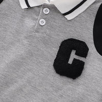 Boys Grey Melange Colourblocked Polo T-shirt with Shorts Set 2 pc. Sets