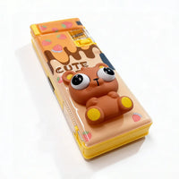 Plastic 3D Squishy Pop Eye Bunny Pencil Box for Kids, Cute School Stationery Box Trending Accessories Brown Onesize