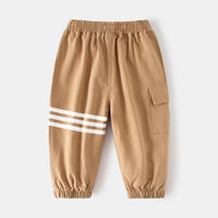 Boys Khaki Three Stripes Print Cargo Pants Pants