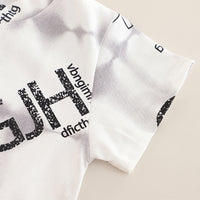 Boys White Typography Printed T-Shirt With Denim Shorts Set 2 pc. Sets