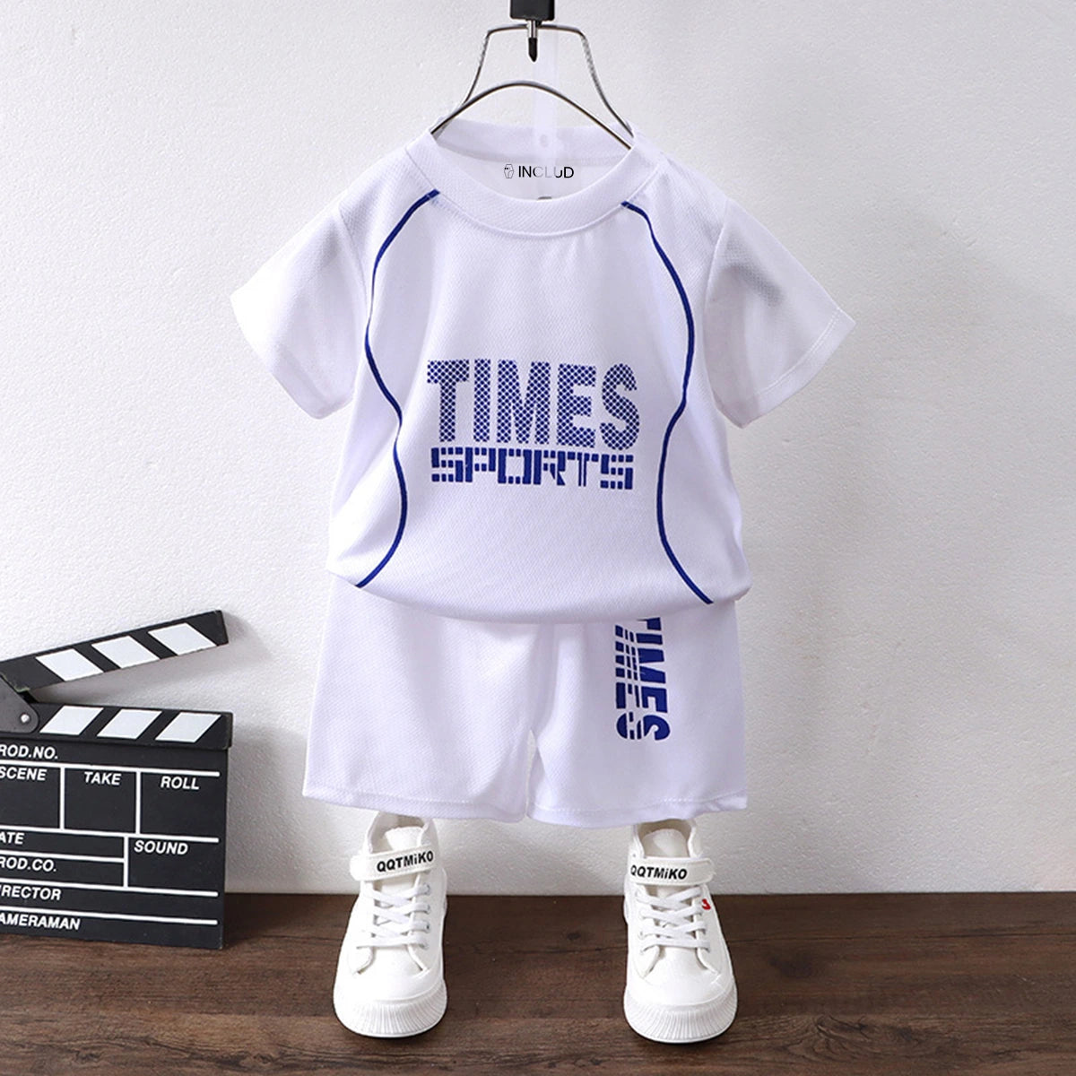 Boys White Short Sleeve Typography Print T-Shirt With Shorts Sets 2 pc. Sets White 1-2 Y