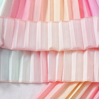 Girls Multicolor Rainbow Stripes Pleated Top & Wide-leg Pants Co-ord Sets Sets