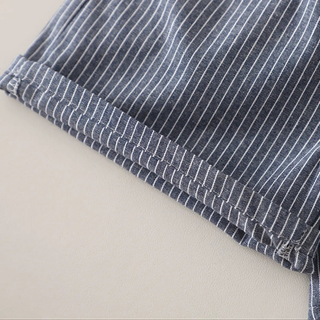 Boys Dark Grey Striped Zip-Up T-Shirt With Shorts Sets Sets