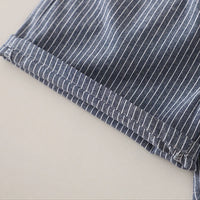 Boys Dark Grey Striped Zip-Up T-Shirt With Shorts Sets Sets