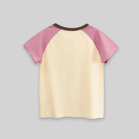 Girls Cream Elephant Print Raglan Sleeve T-Shirt Tshirts