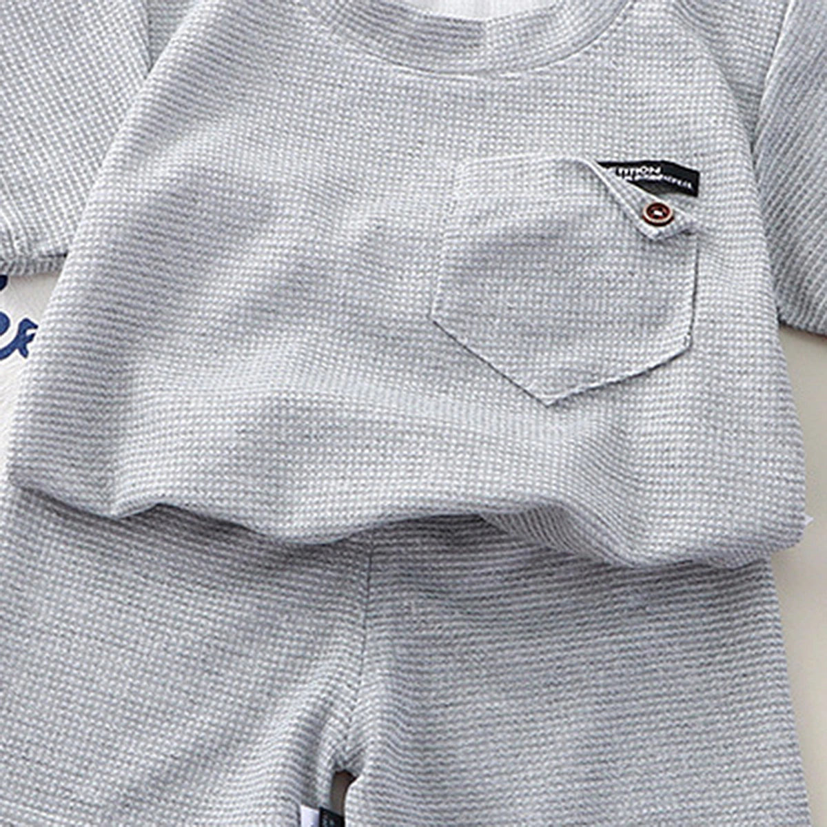 Boys Light Grey Waffle Knit Short Sleeve T-Shirt With Shorts Sets 2 pc. Sets