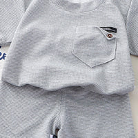 Boys Light Grey Waffle Knit Short Sleeve T-Shirt With Shorts Sets 2 pc. Sets