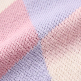 Girls Multicolour Diamond Jacquard Long Sleeve Cardigan Sweaters & Cardigans