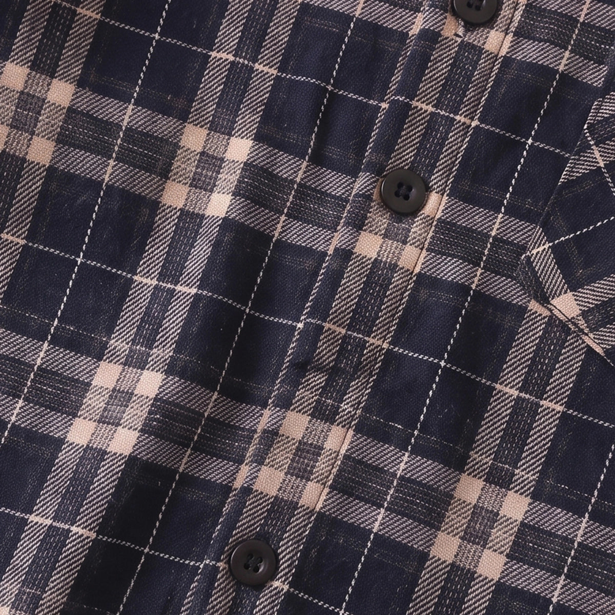 Boys Navy Blue Checked Long Sleeve Hooded Shirt Shirts