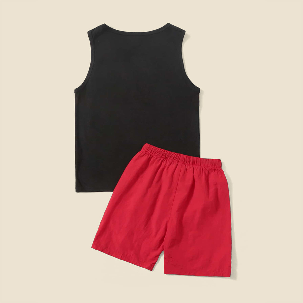Boys Black Graphic Printed Sleeveless Vest With Shorts Set 2 pc. Sets