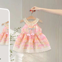 Girls Pink Floral Print Layered Fit & Flare Dress Casual Dresses Pink 1-2 Y