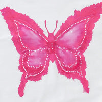 Girls White Butterfly Print Top With Bow Detailed Pants Sets Sets