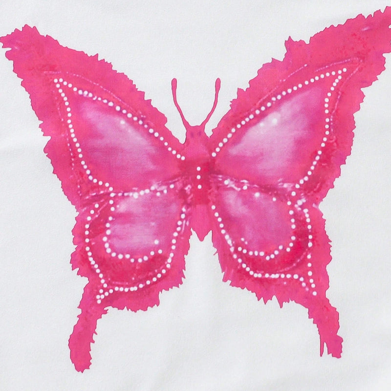 Girls White Butterfly Print Top With Bow Detailed Pants Sets Sets