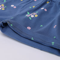 Girls Yellow Heart Graphic Puff Sleeve Top With Floral Shorts Sets Sets