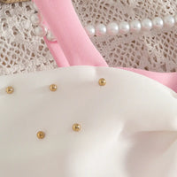 Girls Pink Sleeveless Fit & Flare Party Wear Dress With Elegant Bow Detail Party Dresses