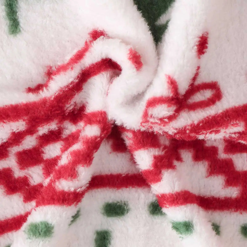Girls White Self-Design Christmas Theme Patterns Fleece Sweatshirt Sweatshirts & Hoodies