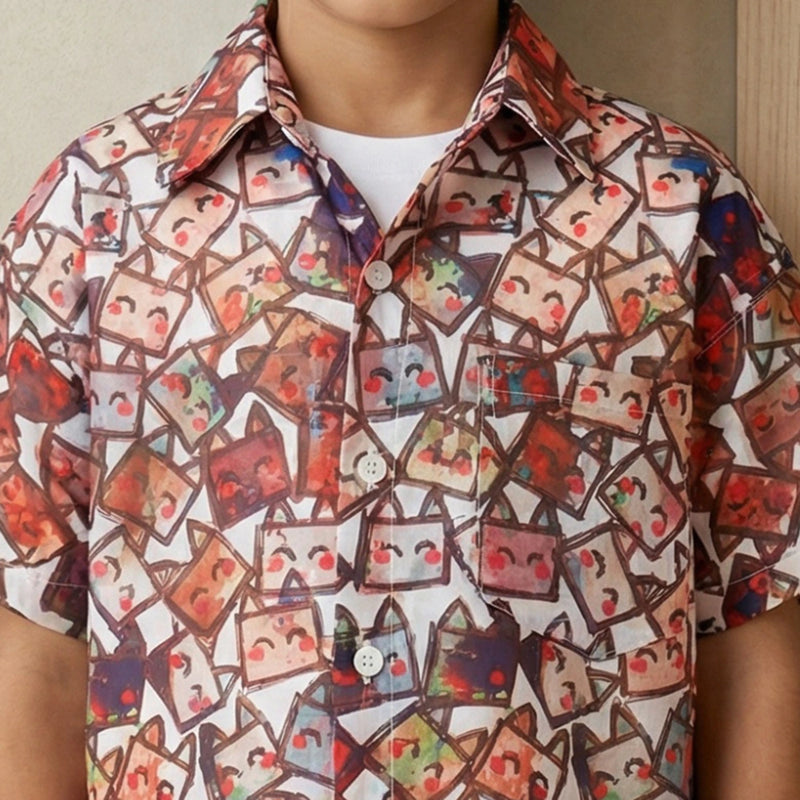 Boys Short Sleeve Printed Shirt Shirts