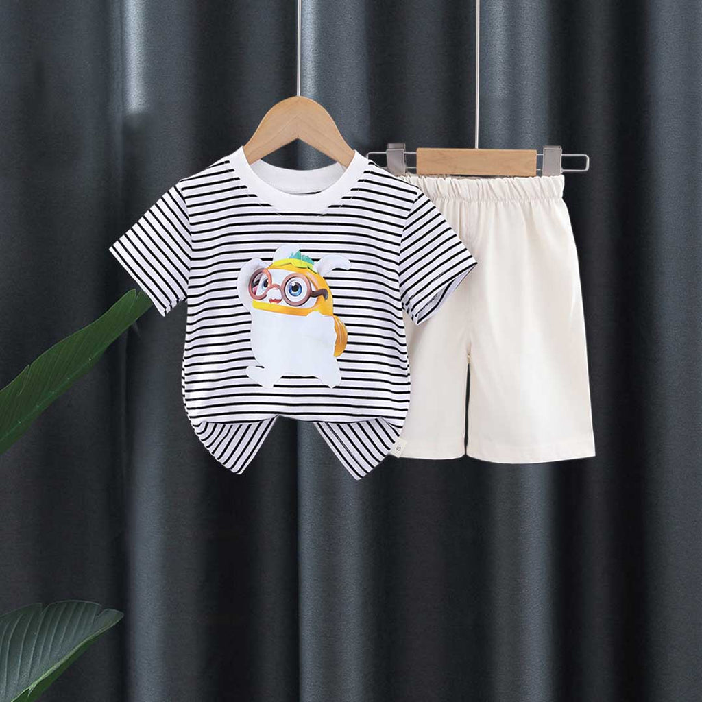 Boys Striped Short Sleeves T-Shirt With Shorts Set