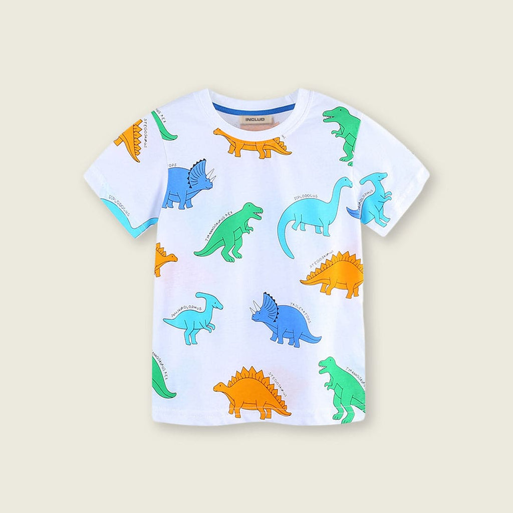 Boys Dinosaur Print Short Sleeves T-shirts