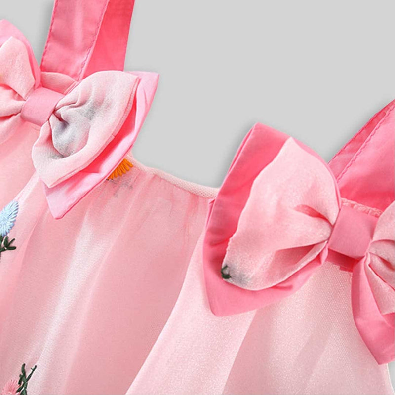 Girls Flower Print Balloon Dress Casual Dresses   