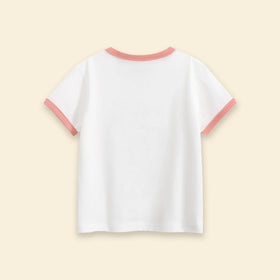 Girls White Cat Graphic Short Sleeve T-Shirt Tshirts