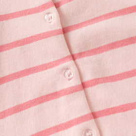 Girls Light Pink Cardigan With Self-design Stripe Patterns Sweaters & Cardigans