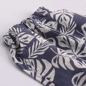 Boys Grey Leaf Printed Short Sleeve Shirt With Elasticated Shorts Sets 2 pc. Sets