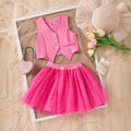 Girls Pink Sleeveless Top With Star Foil Print Flared Skirt Sets 2 pc. Sets Pink 3-4 Y