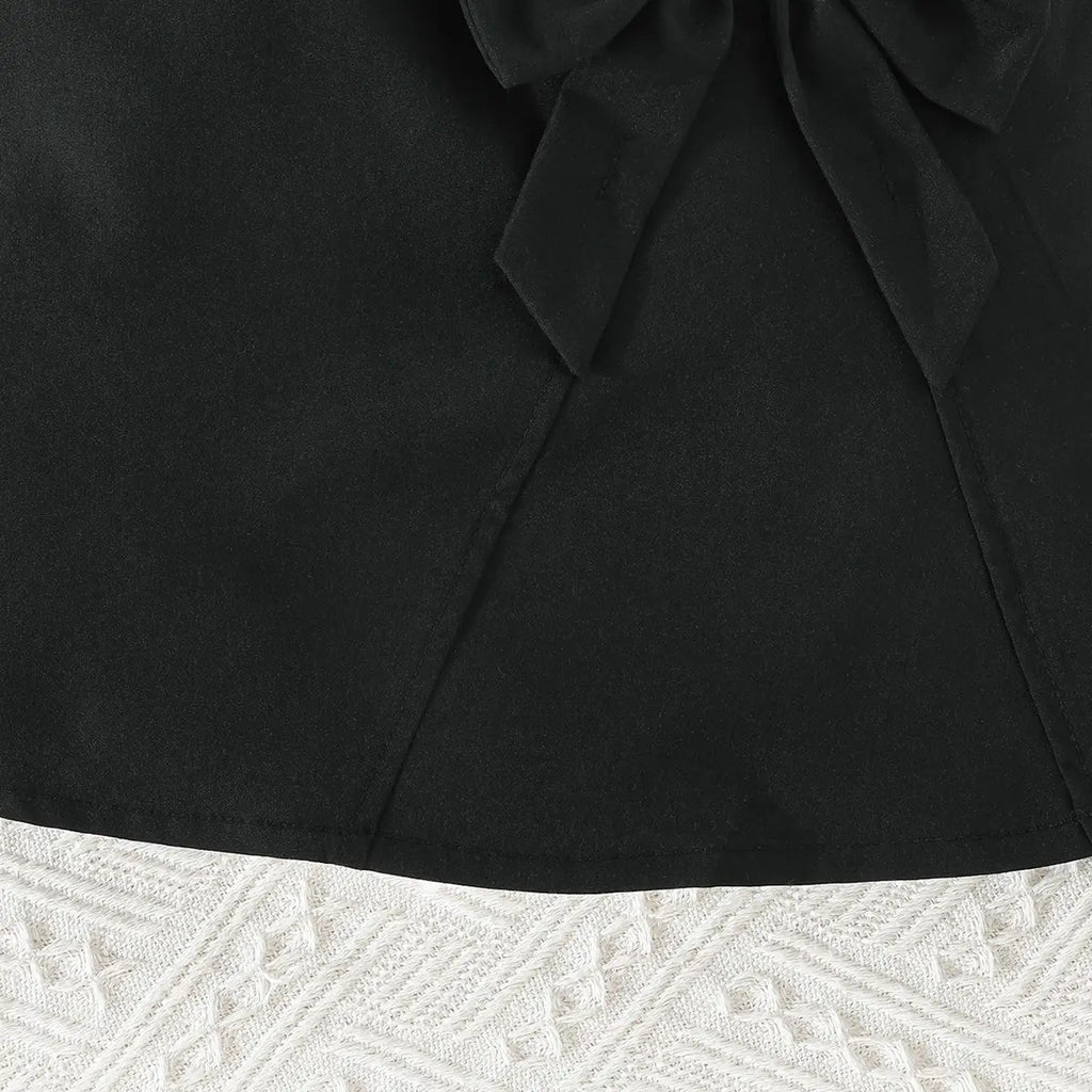 Girls Black Bow Applique Top With Elasticated Skirt Sets 2 pc. Sets